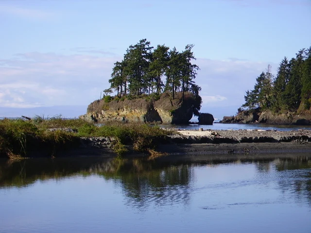 Rocky shoreline and sea stack at Salt Creek Recreation Area